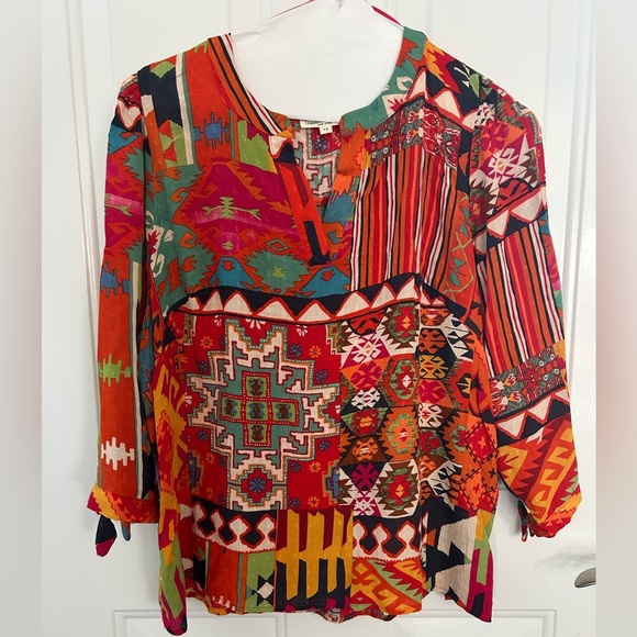 Christian Siriano Colorful Geometric Aztec Blouse Size 1X - Picture 1 of 11